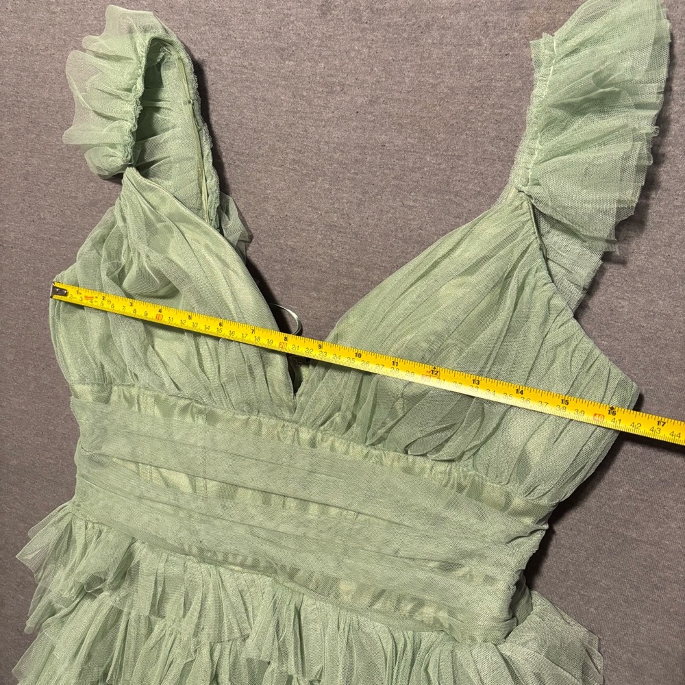 B Darlin Green Ruffled Tiered Maxi Gown - Picture 15 of 16
